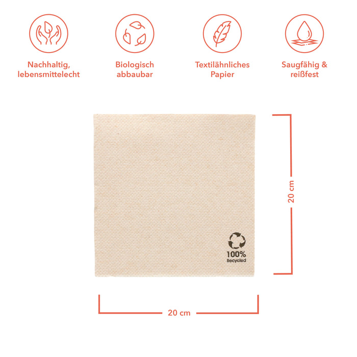 Paper napkins - square brown 20 cm 1-ply
