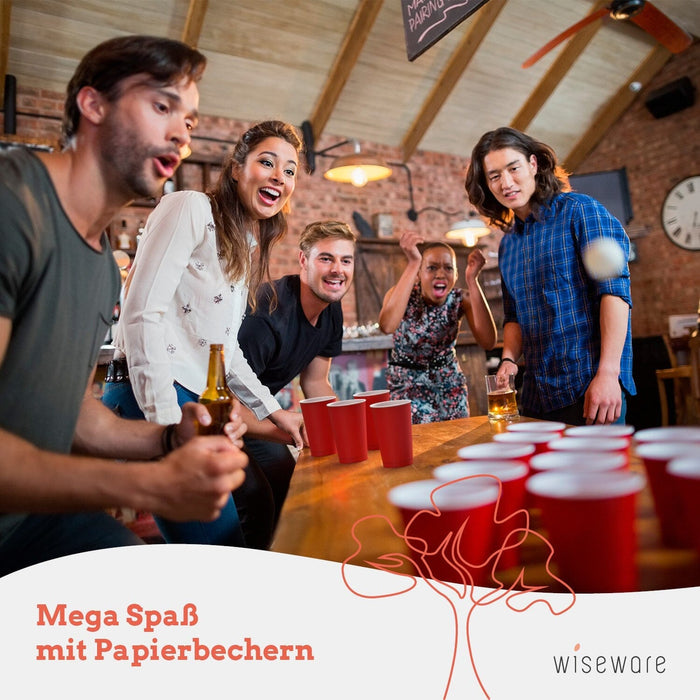 Paper cups (Beerpong) - red 473ml (16oz) Ø 90mm - 10 pieces without balls (offline product)