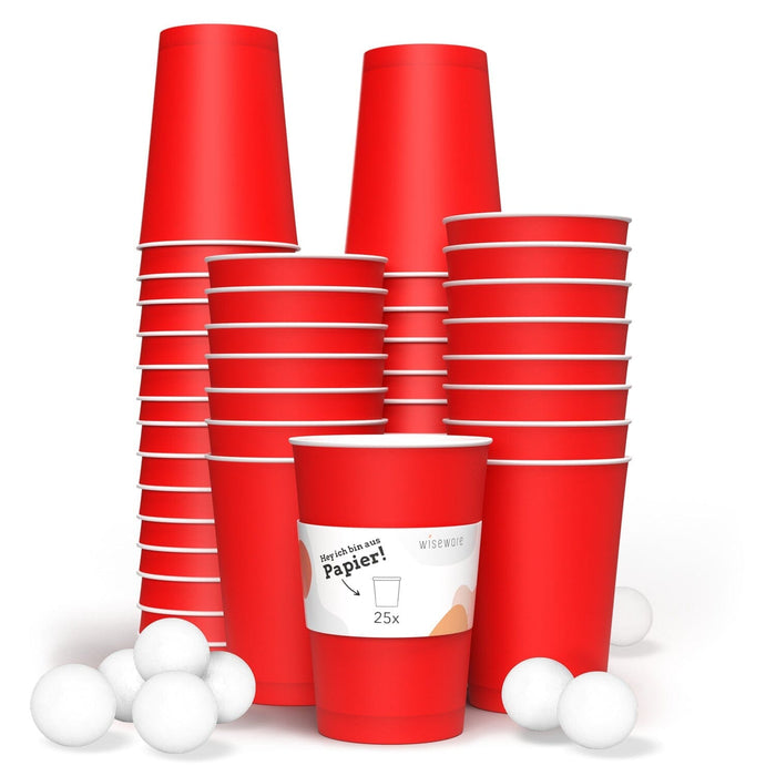 Paper cups (Beerpong) - red 473ml (16oz) Ø 90mm - 10 pieces without balls (offline product)