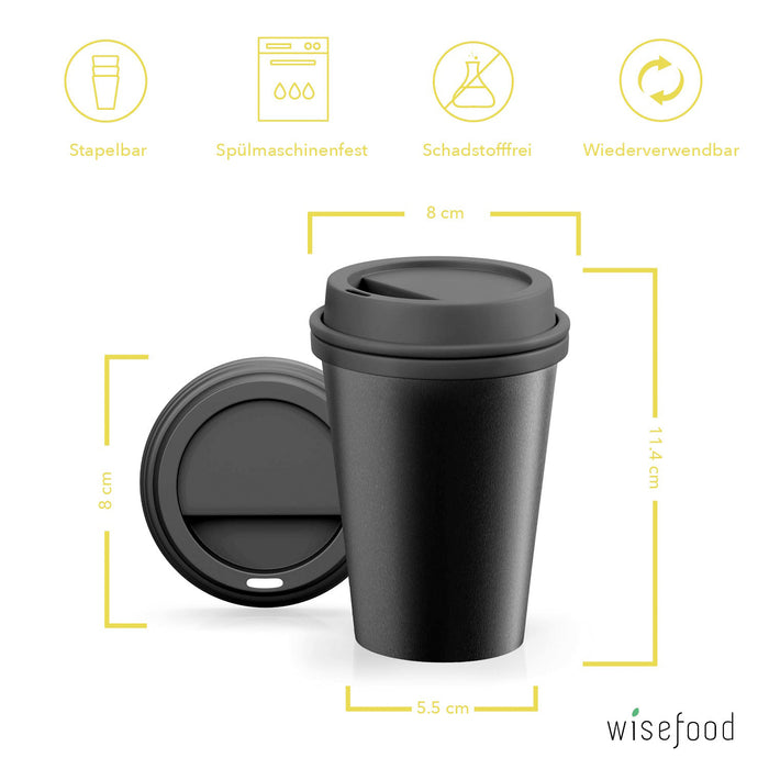 Reusable cup with lid 300ml (12oz) (black)