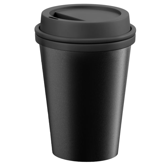 Reusable cup with lid - black 400ml (individually packed)