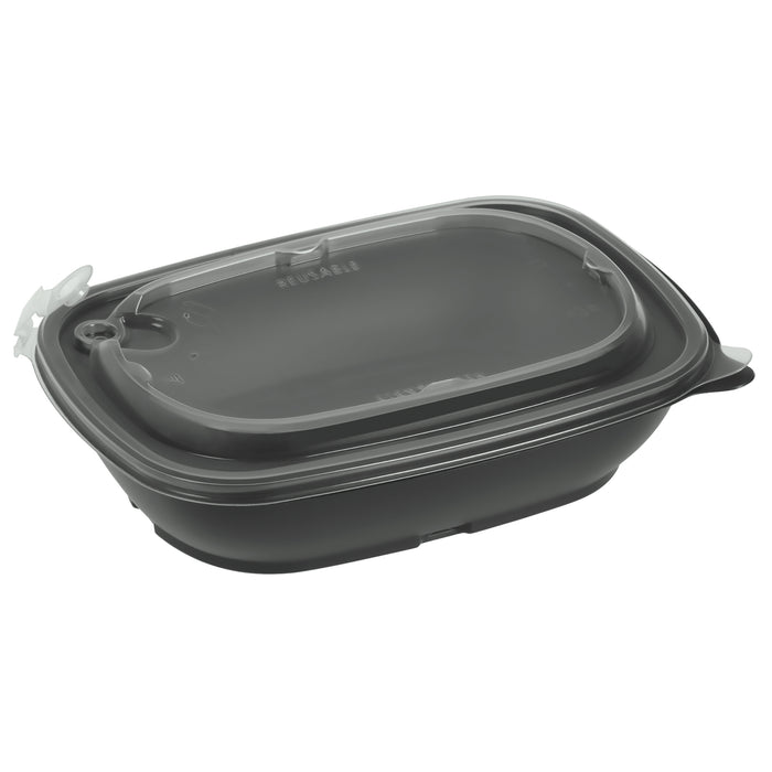 PP bowl with lid rectangular - 900ml black