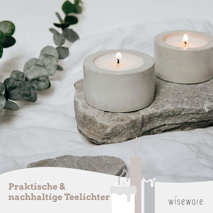Tea lights without aluminium, sustainable, made of white rapeseed wax, Ø 3.8 cm