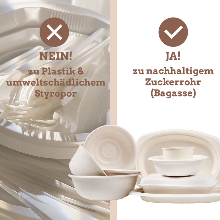 Bagasse clamshell 3 compartment - 220x200x85mm