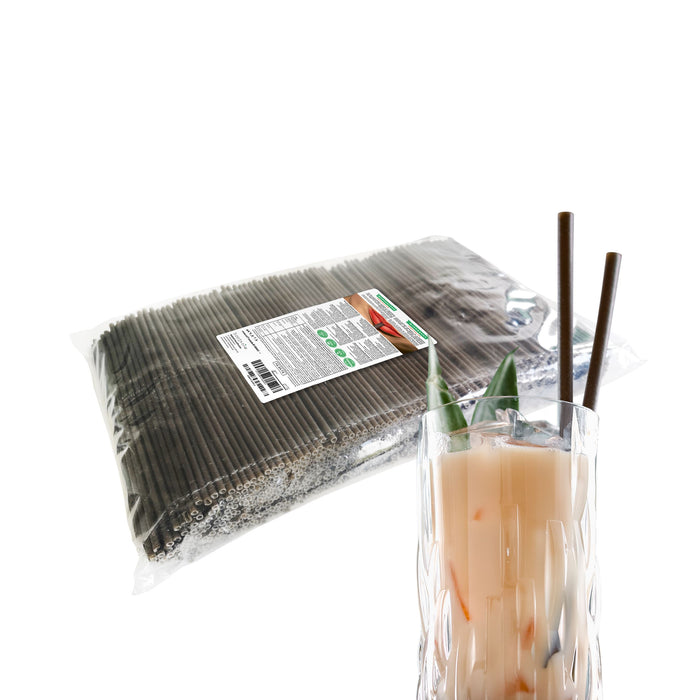 Edible drinking straws - inner Ø 3 mm, outer Ø 5 mm - thin - 22.5 cm long (black straws)