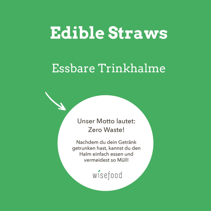 Edible drinking straws - inner Ø 3 mm, outer Ø 5 mm - thin - 22.5 cm long (black straws)