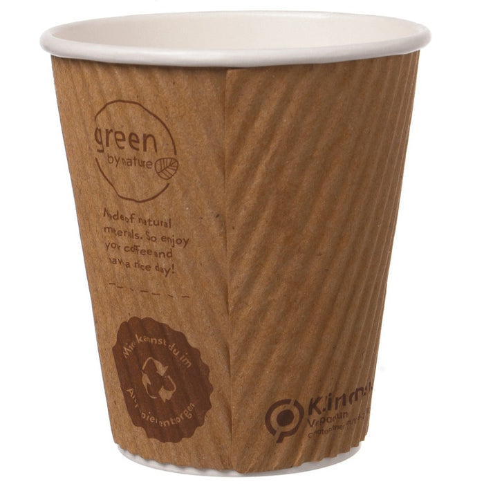 Riffelbecher Coffee to Go Becher braun - 300ml (12oz)  Ø 90mm geriffelt Ripple Cups