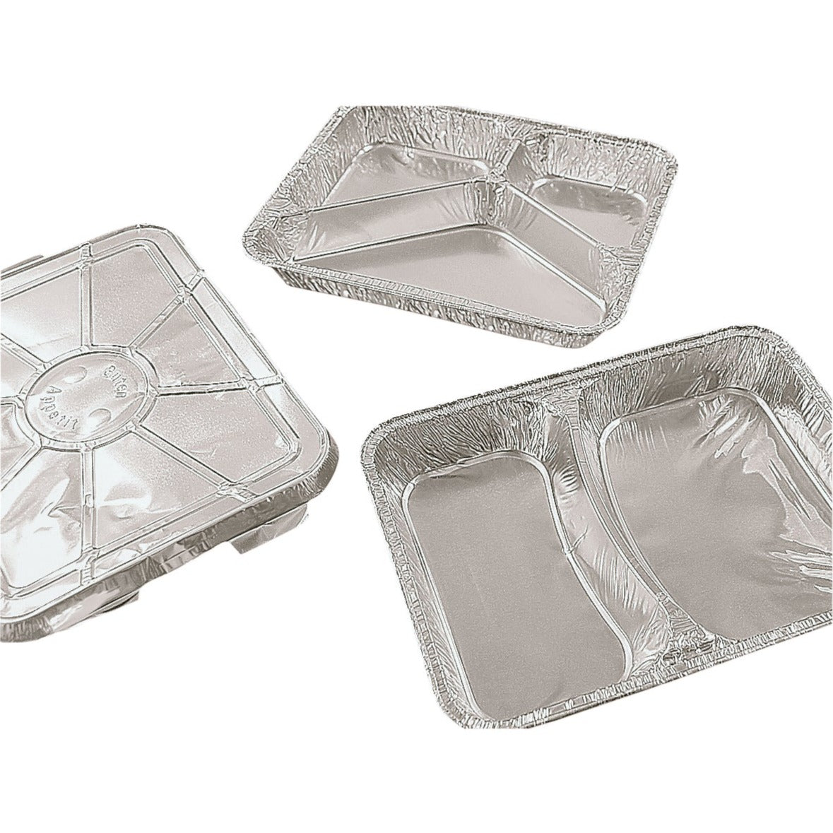 800 Alu-Menüschalen R819-960G – 3-geteilt, Tief, 227x177x38,5 Mm, Mit Deckel