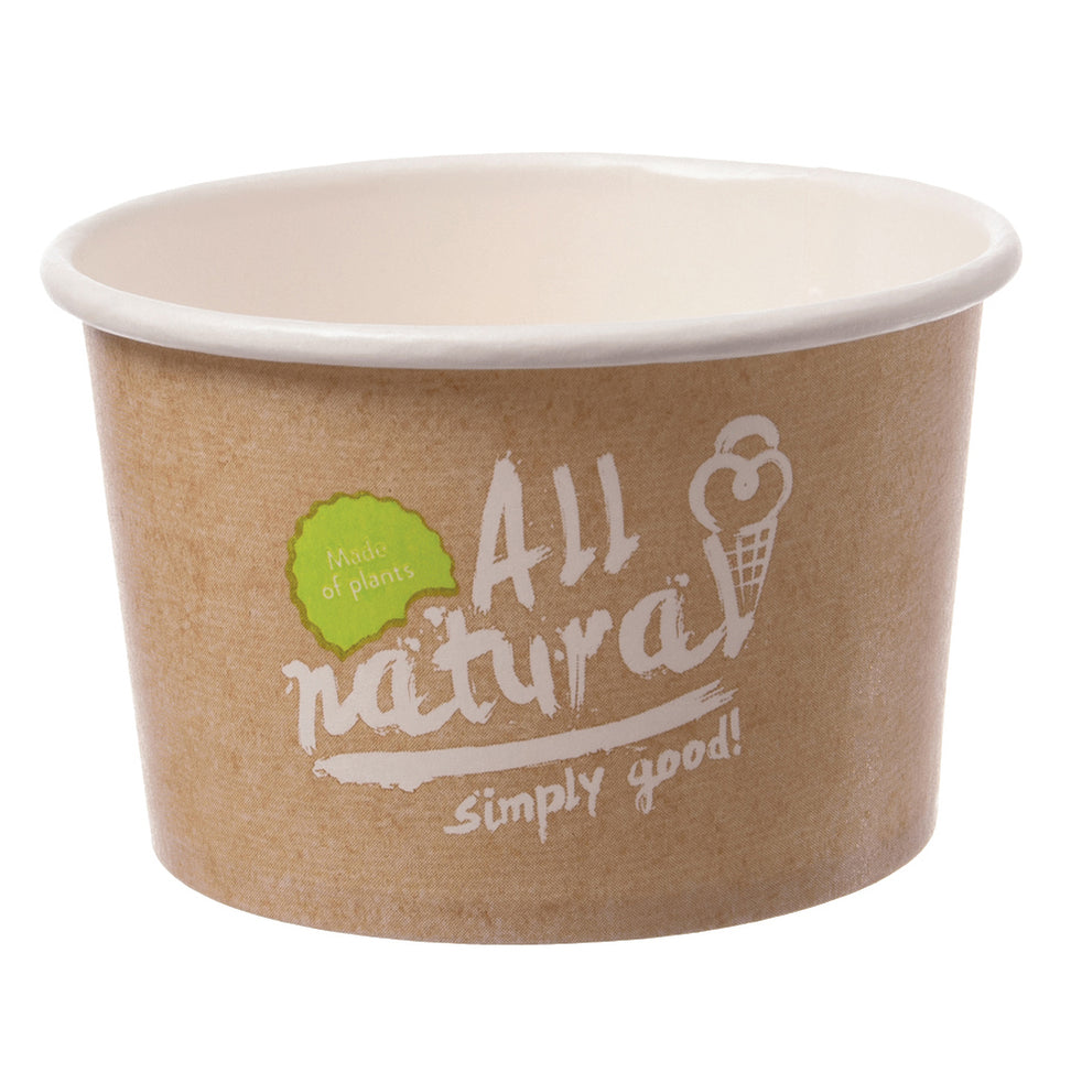 Ice cream cup brown All Natural 300 ml, 10 oz - Ø 97 mm, 60 mm high ...