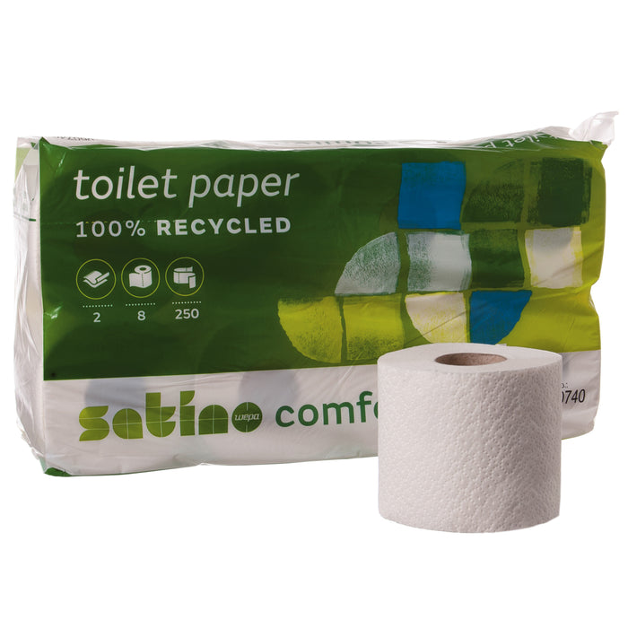 Toilettenpapier -Kleinrollen weiß - 2 -lagig - 250 Blatt pro Rolle