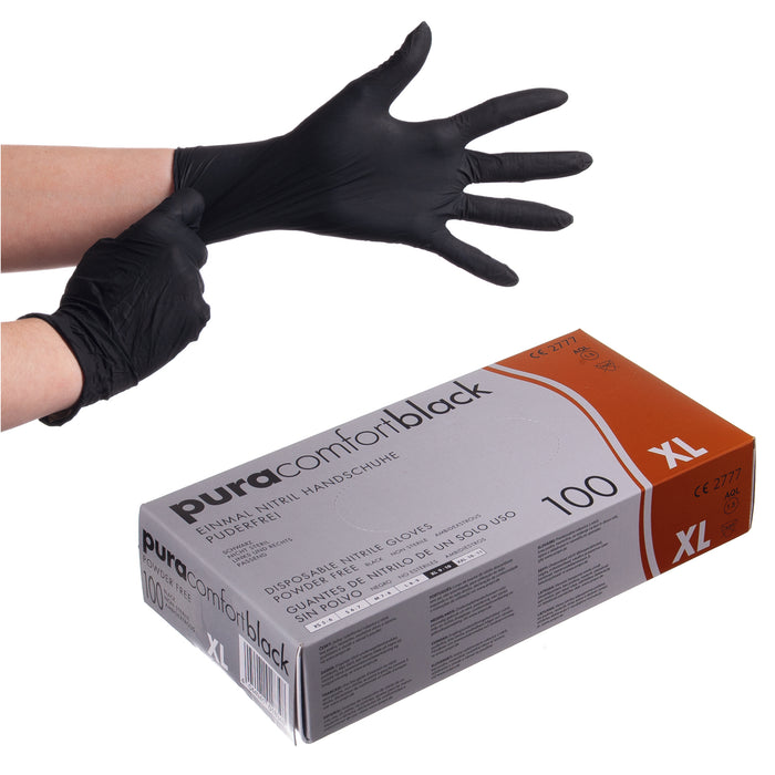 Nitril -Handschuhe ungepudert Schwarz S