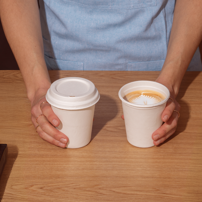 Bagasse-Deckel für Kaffeebecher, weiß, Ø 80 mm (200 ml & 300 ml)