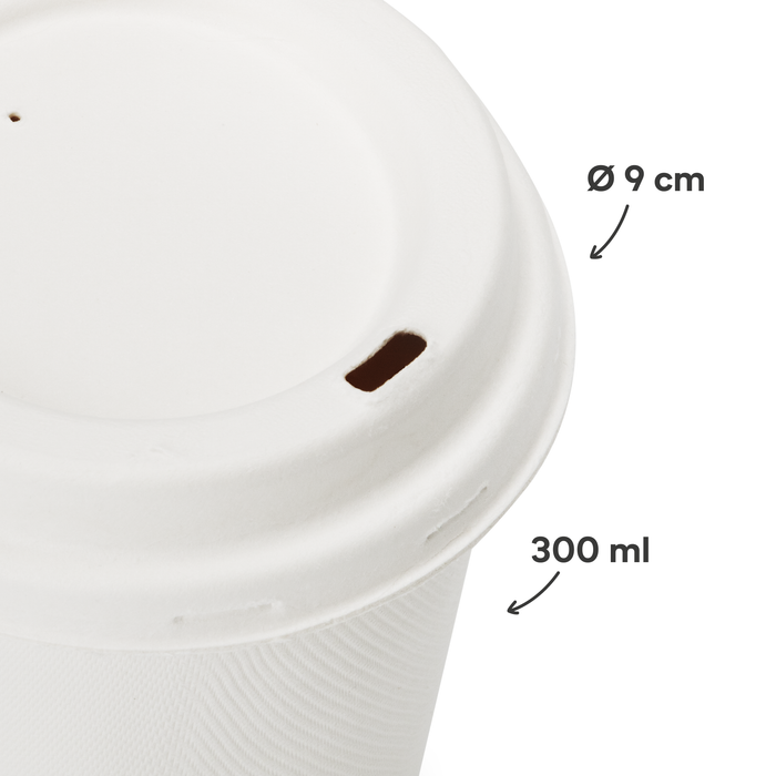 To Go Kaffeebecher-Set mit Deckel, 300ml, Bagasse, Ø 9 cm