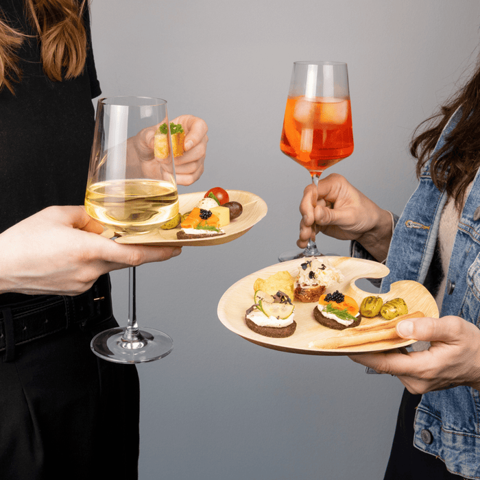 LEEF-Cocktailplate, Palmblatt-Teller mit Weinglas-Halterung, 24 x 17,5 cm