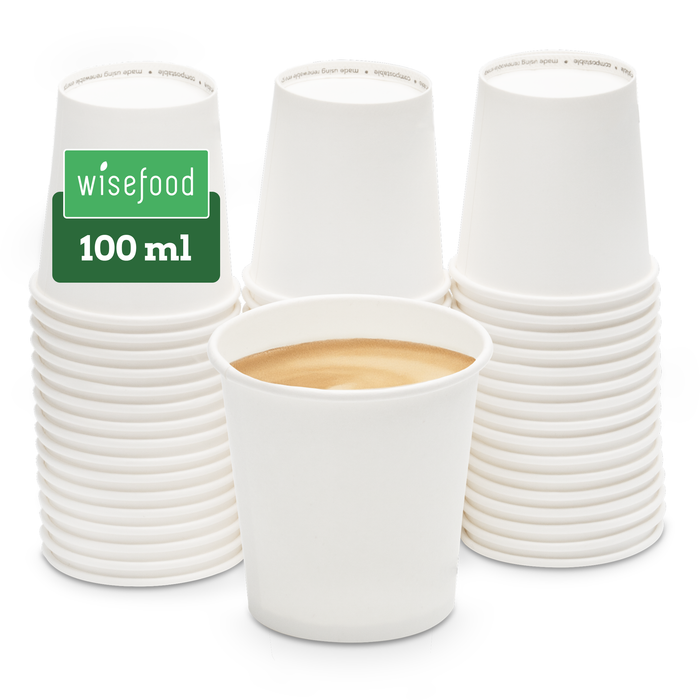 Pappbecher To Go, 100 ml, heim-kompostierbar, weiß, Ø 6,3 x 6,2 cm