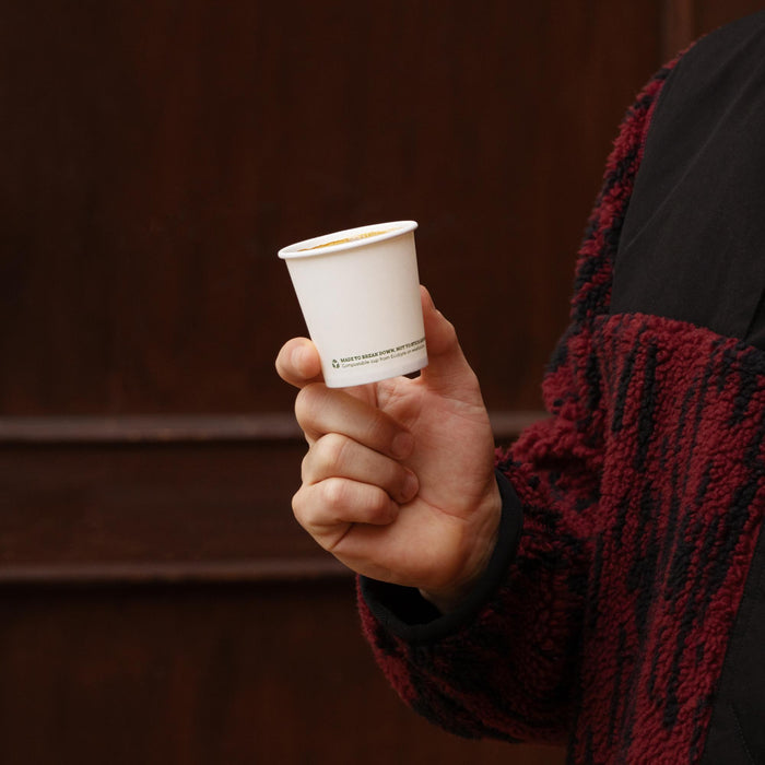 Gobelet en papier compostable à emporter, 100 ml, blanc
