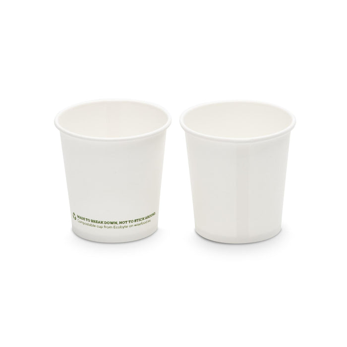 Gobelet en papier compostable à emporter, 100 ml, blanc