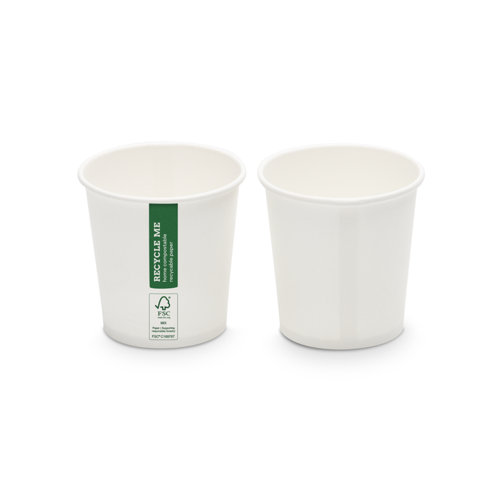 Pappbecher To Go, 100 ml, heim-kompostierbar, weiß, Ø 6,3 x 6,2 cm