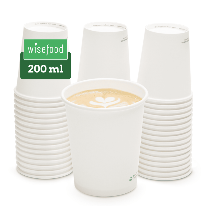 Bio-Pappbecher, 200 ml, kompostierbar, FSC®-zertifiziert, einwandig, weiß