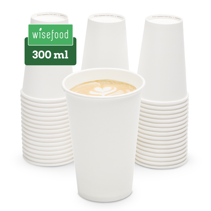 Pappbecher To Go, 300 ml, heim-kompostierbar, weiß, Ø 9 x 11 cm