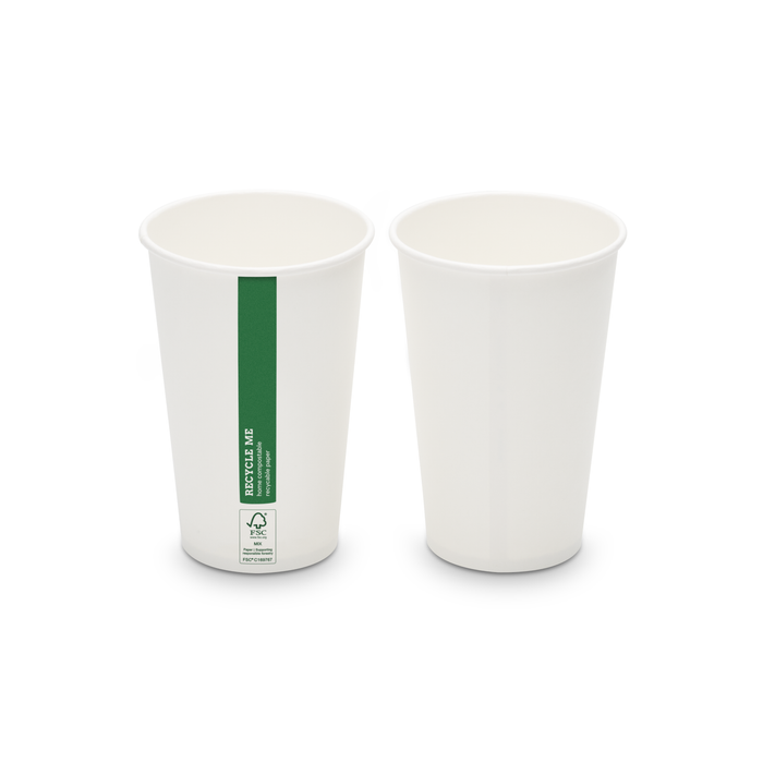 Pappbecher To Go, 400 ml, heim-kompostierbar, weiß, Ø 9 x 13,6 cm