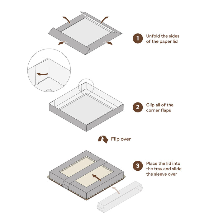 Nachhaltige Party Servierplatte, aus Palmblatt mit Sichtfenster, LEEF, 27 × 27 × 5,5  cm