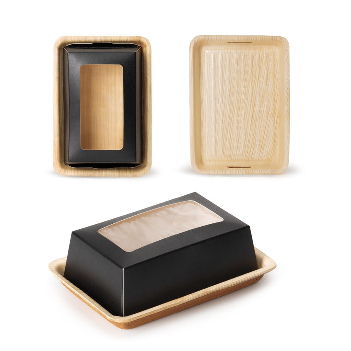 Bio Sushi Take-Away Box, aus Palmblatt mit Sichtfenster, LEEF, 17 × 12 × 5  cm