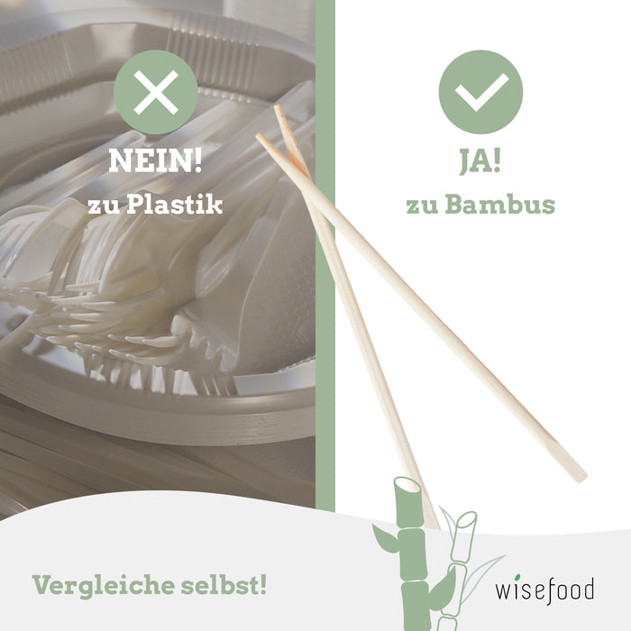 Bambus Essstäbchen einzeln verpackt 23 cm — Wisefood GmbH