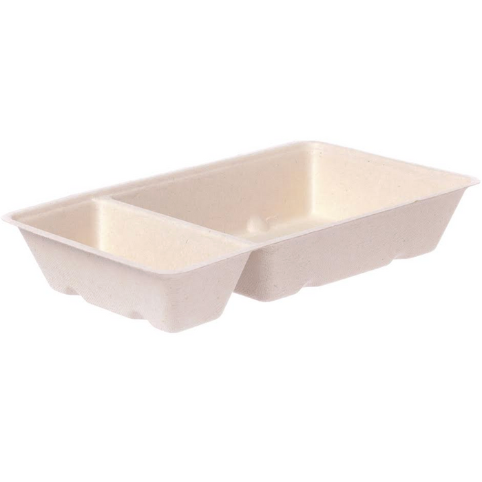 Snackschale A22  2 geteilt braun 12x7x3,5cm Bagasse