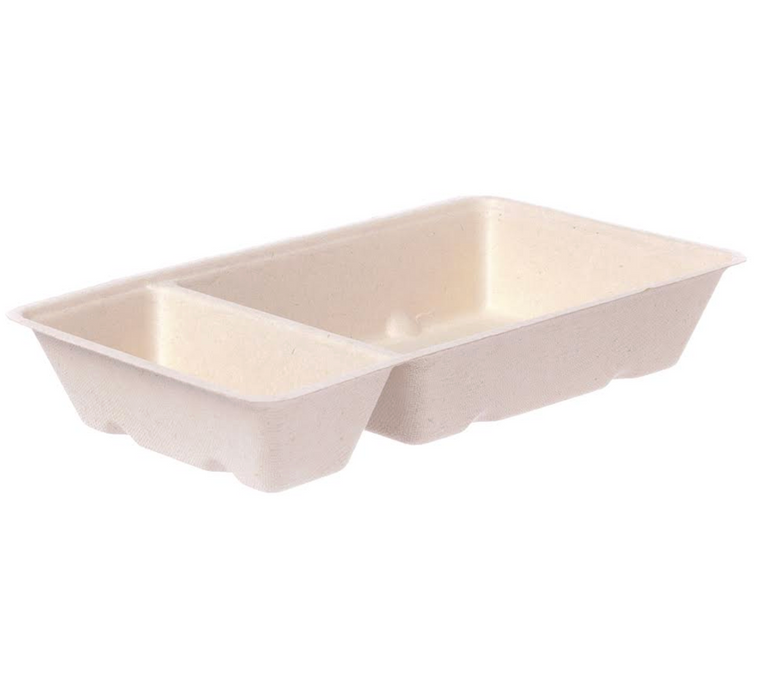 Snackschale A20 (A14+1) 2 geteilt 20,5x11,8x3,4cm Bagasse