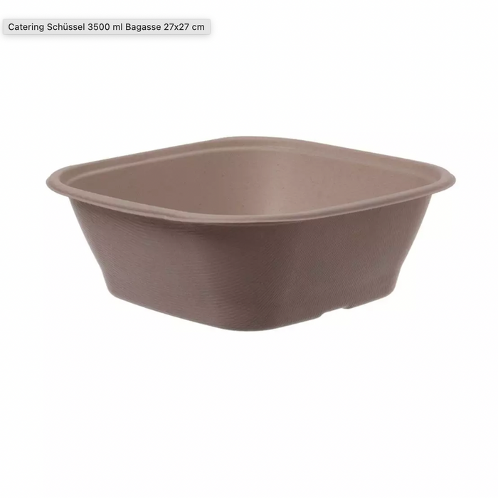 Menüschale Eckig medium braun 27x27x9cm Bagasse
