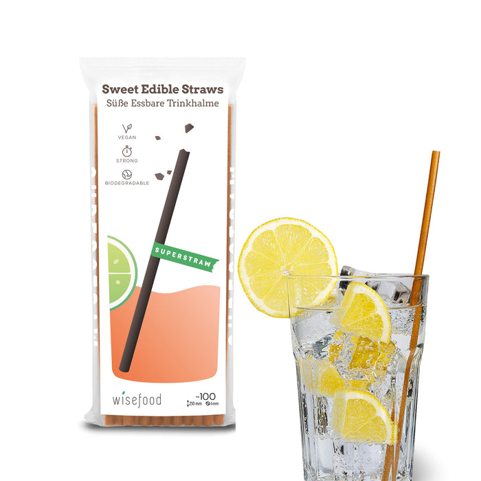 Edible drinking straws - Ø 6 mm - 25 cm long (brown straws)