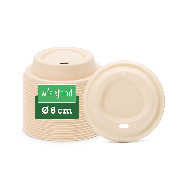 To-Go-Deckel für 200 ml Bio-Pappbecher, Bagasse, nachhaltig & stabil, braun, Ø 8 cm