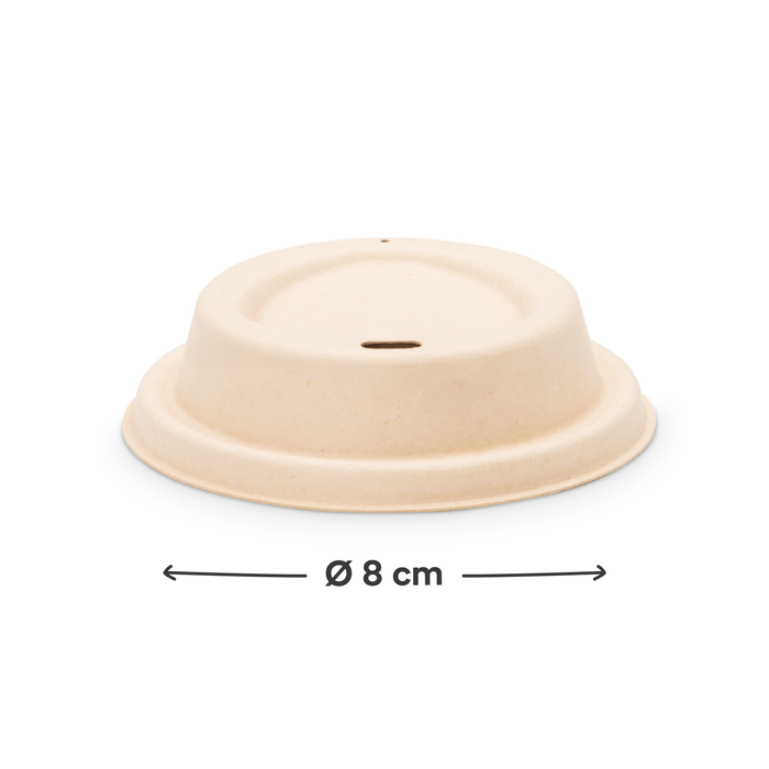 To-Go-Deckel für 200 ml Bio-Pappbecher, Bagasse, nachhaltig & stabil, braun, Ø 8 cm