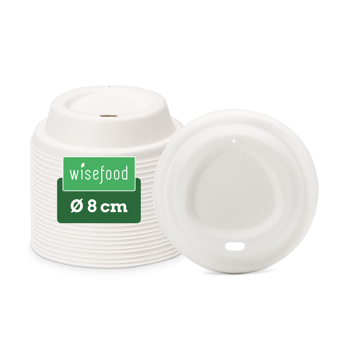Couvercle en bagasse pour gobelets à emporter, Ø 8 cm, marron, durable, stable et adapté aux gobelets en carton
