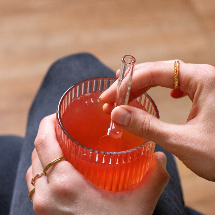 Glas Trinkhalm Set: 19 Halme + 4 Bürsten