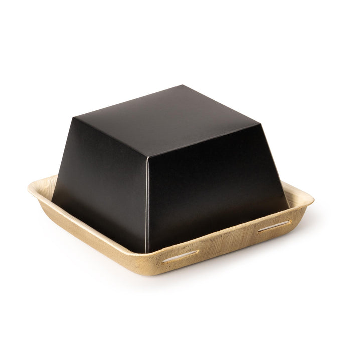 Bio Burger Take-Away Box, aus Palmblatt mit Papierdeckel, LEEF, 17 x 17 x 8 cm