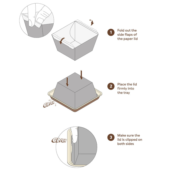 Bio Burger Take-Away Box, aus Palmblatt mit Papierdeckel, LEEF, 17 x 17 x 8 cm