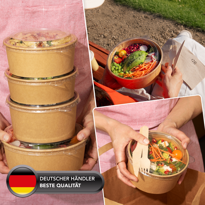 PET-Deckel für 1000 ml Papier-Schale, stabil & passgenau, transparent, Ø 18,5 cm
