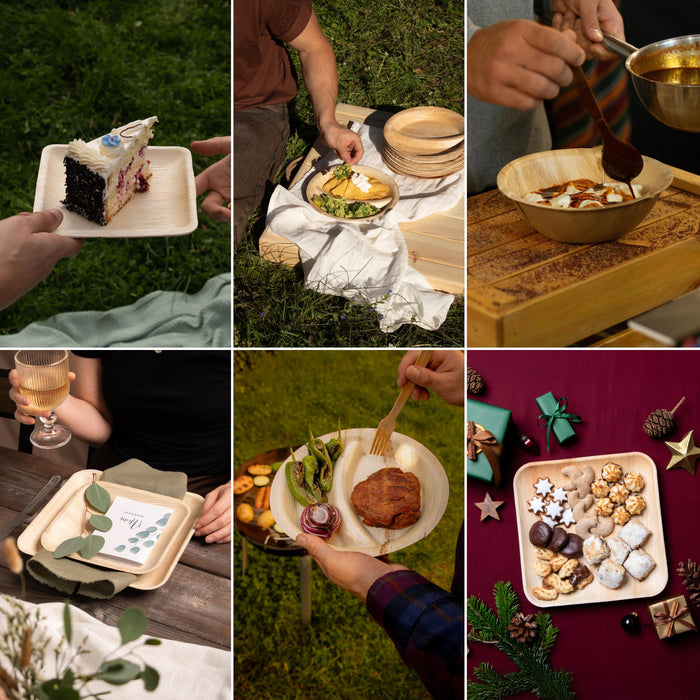 Palmblatt-Teller, rund, 2-geteilt, Ø 23 x 2,75 cm