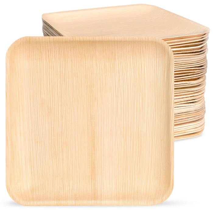 Assiette carrée feuille de palmier 25 x 25 cm