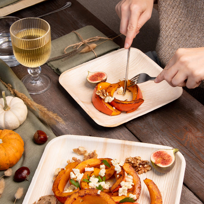 Assiette carrée feuille de palmier 25 x 25 cm