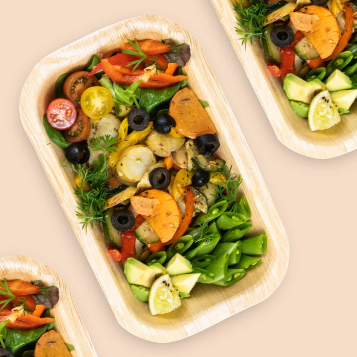 Palmblatt-Schale, 600 ml, rechteckig, versiegelbar, 24,5 x 15 x 4 cm