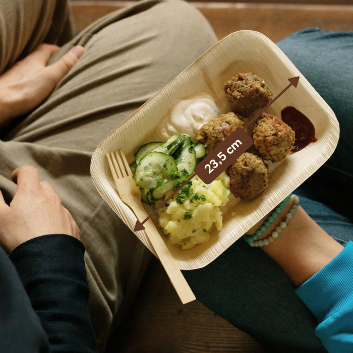 Bol en feuille de palmier, 400 ml, rectangulaire, 23 x 16 x 2,5 cm