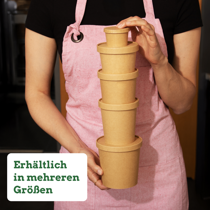 Bio-Take-Away-Becher, 400 ml, Papier, FSC®-zertifiziert, heim-kompostierbar, braun, Ø 9,8 x 9,9 cm