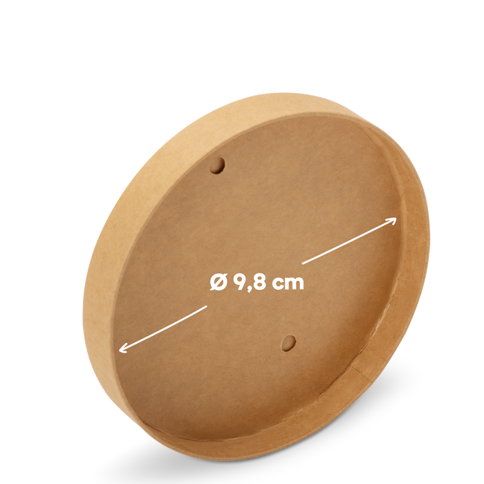 Bio-Pappdeckel für 200, 300 & 400 ml Papier-Becher, FSC®-zertifiziert, heim-kompostierbar, braun, Ø 9,8 cm 