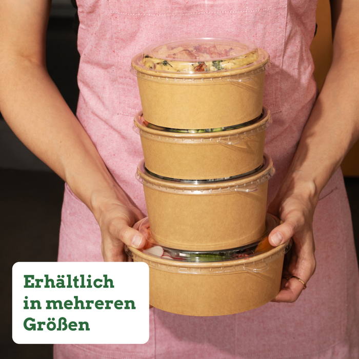 Bio-Take-Away-Schale, 500 ml, Papier, FSC®-zertifiziert, heim-kompostierbar, braun, Ø 15 x 5 cm