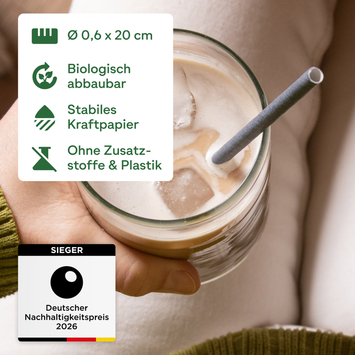 Papier-Strohhalme, schwarz, Ø 0,6 x 20 cm