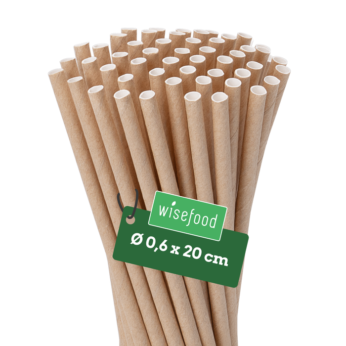 Papier-Strohhalme, braun, Ø 0,6 x 20 cm