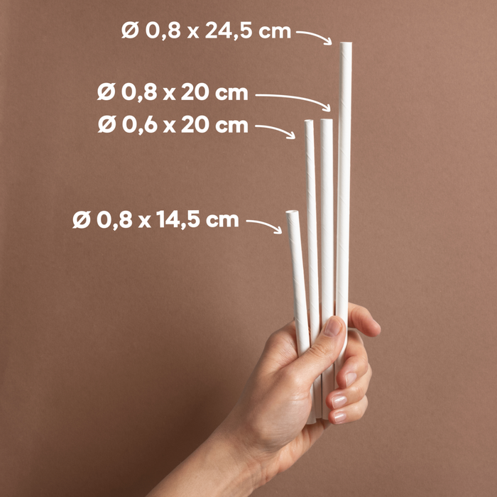 Papier-Strohhalme, weiß, Ø 0,6 x 20 cm